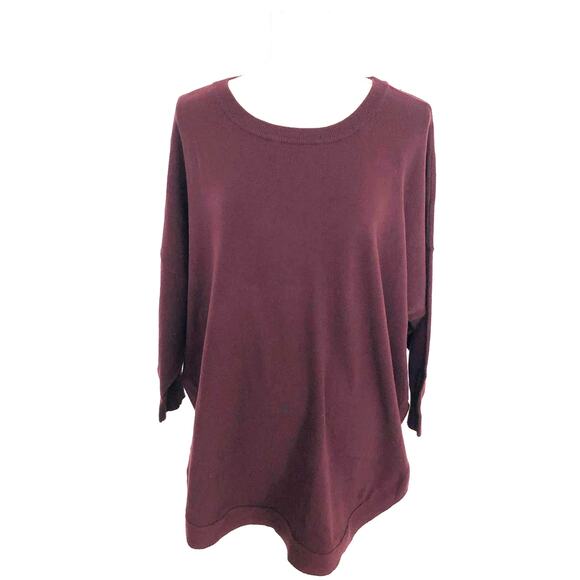 Black Tape Drop Shoulder Wine Sweater- 2X - Picture 1 of 3